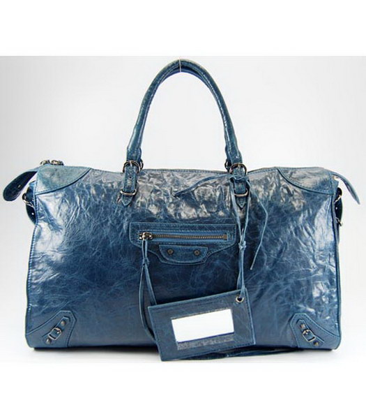 Balenciaga Papier grande borsa in pelle di agnello Blu Zaffiro